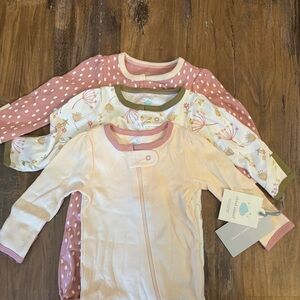 Cloud Island Pink and Cream Baby Footies 3 Pack